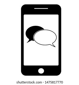 Smartphone, mobile phone smartphone device gadget. telephone icon with Speech bubble  message icon communication symbol.- vector Design illustration.

