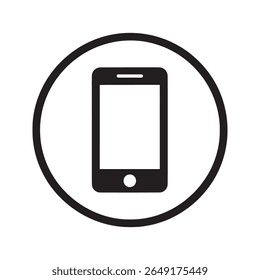 Smartphone ícone da tecnologia do dispositivo do telefone celular em um círculo Um glifo vetorial para a comunicação um aplicativo digital da tela do telefone celular ou gadget de internet eletrônica