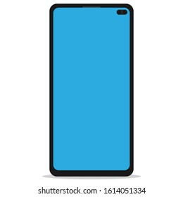 Smartphone or mobile phone frameless with a blue screen flat icon for design mockup user interface or mobile responsive design of web site. Vector illustration