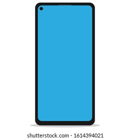 Smartphone or mobile phone frameless with a blue screen flat icon for design mockup user interface or mobile responsive design of web site. Vector illustration