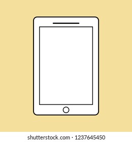 Smartphone mobile phone icon, white on golden background, illustration in flat style. Vector