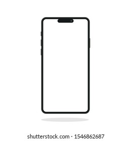 Smartphone, Mobile Phone, IPhone On White Background,Transparent Black And White Mobile Phone. Icon-vector