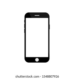 Smartphone, Mobile Phone, IPhone On White Background,Transparent Black And White Mobile Phone. Icon-vector