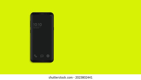 Smartphone, teléfono móvil aislado en fondo amarillo, ilustración vectorial.