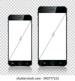 Smartphone, Mobile Phone Isolated, Realistic Device On Transparent Background. Vector Illustration Eps10.