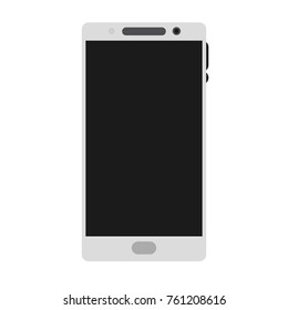 Smartphone, mobile phone isolated, realistic vector illustration. White background flat design web template icon. Gray with empty black screen.