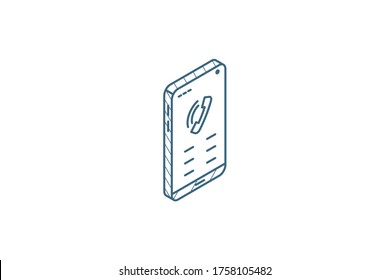 smartphone, mobile phone isometric icon. 3d vector illustration. Isolated line art technical drawing. Editable stroke