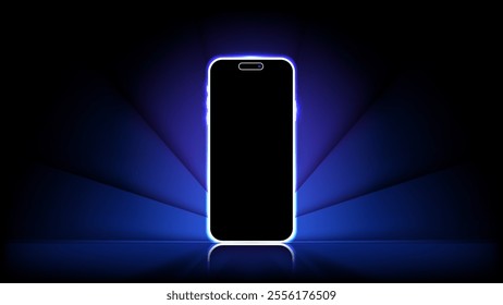 Smartphone and Mobile Phone Light Screens: Illustrations of Glowing Display Technology. Vector.