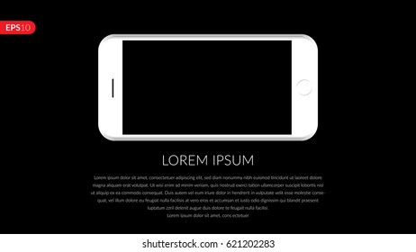 Smartphone, mobile, phone mockup composition isolated on black background with blank screen. Front and black view realistic vector illustration phones for printing and web element.