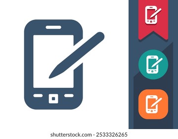 Smartphone, celular, PDA, ícone da caneta. Profissional, ícone pixel perfeito. Formato EPS 10.