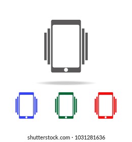 Smartphone / mobile phone ringing or vibrating icon. Elements in multi colored icons for mobile concept and web apps. Icons for website design and development, app development on white background
