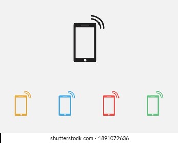 Smartphone, Handy Klingeln oder Vibrieren. Gefülltes Vektorsymbol. Set von bunten Design-Symbolen
