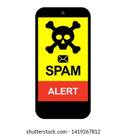 Smartphone Mobile Phone Spam, virus spam image, icon vector illustration material red color