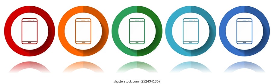 Smartphone, mobile phone vector icons, flat icon set for logo design, webdesign and mobile applications, colorful web button collection in eps 10