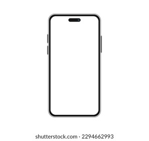 Smartphone Mobile Phone White Display Black Frame Device On White Background. Realistic Mockup Template. Technology Social Media Showcase Presentation Vector Illustration