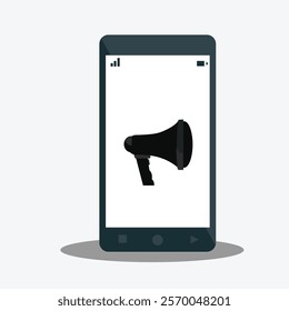 Smartphone mobile screen, mega phone loud speaker offer technology mobile display light Vector illustration