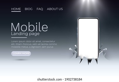 Smartphone mobile screen, technology mobile display light. Vector illustration
