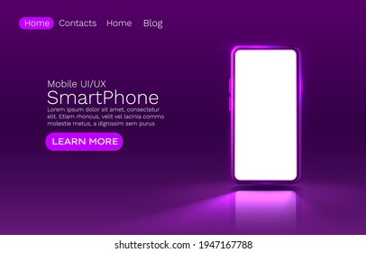 Smartphone mobile screen, technology mobile display light. Vector illustration