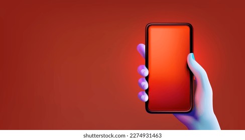 Pantalla móvil de Smartphone, pantalla móvil de tecnología, luz de neón. Ilustración del vector