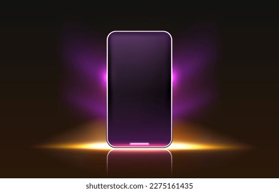 Pantalla móvil Smartphone, luz de pantalla móvil de tecnología. Ilustración del vector