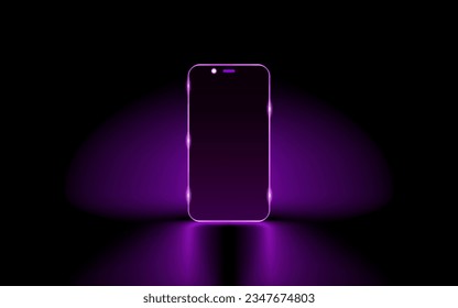 Pantalla móvil Smartphone, luz de pantalla móvil de tecnología. Ilustración del vector