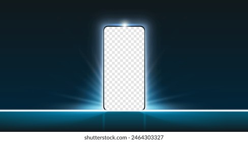 Pantalla móvil del teléfono inteligente, luz de la exhibición móvil de la tecnología. Ilustración vectorial transparente de la pantalla