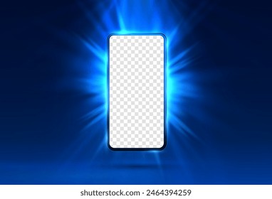 Smartphone mobile screen, technology mobile display light. transparent screen Vector illustration