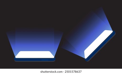 Pantalla móvil de teléfono inteligente y pantalla de Tecnología con luz brillante azul - Ilustración vectorial