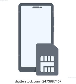 Smartphone and mobile with sim card icon and logo vector illustration