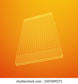 Smartphone mobile touch screen display. Polygonal geometric design connected lines. Wireframe low poly mesh vector illustration.