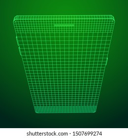 Smartphone mobile touch screen display. Polygonal geometric design connected lines. Wireframe low poly mesh vector illustration.