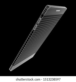 Smartphone mobile touch screen display. Polygonal geometric design connected lines. Wireframe low poly mesh vector illustration.