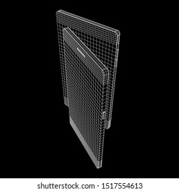 Smartphone mobile touch screen display. Polygonal geometric design connected lines. Wireframe low poly mesh vector illustration.
