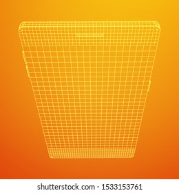 Smartphone mobile touch screen display. Polygonal geometric design connected lines. Wireframe low poly mesh vector illustration.