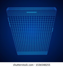 Smartphone mobile touch screen display. Polygonal geometric design connected lines. Wireframe low poly mesh vector illustration.