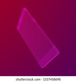 Smartphone mobile touch screen display. Polygonal geometric design connected lines. Wireframe low poly mesh vector illustration.