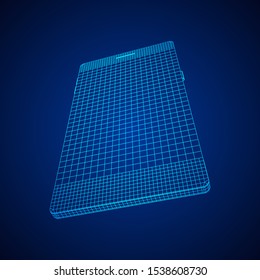 Smartphone mobile touch screen display. Polygonal geometric design connected lines. Wireframe low poly mesh vector illustration.