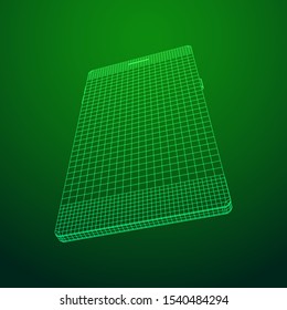Smartphone mobile touch screen display. Polygonal geometric design connected lines. Wireframe low poly mesh vector illustration.