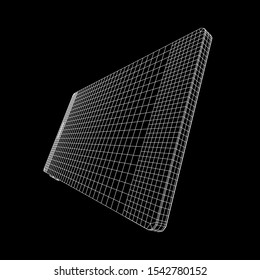 Smartphone mobile touch screen display. Polygonal geometric design connected lines. Wireframe low poly mesh vector illustration.