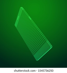 Smartphone mobile touch screen display. Polygonal geometric design connected lines. Wireframe low poly mesh vector illustration.