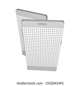 Smartphone mobile touch screen display. Polygonal geometric design connected lines. Wireframe low poly mesh vector illustration.