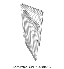 Smartphone mobile touch screen display. Polygonal geometric design connected lines. Wireframe low poly mesh vector illustration.