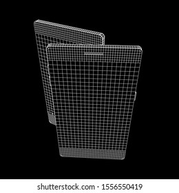 Smartphone mobile touch screen display. Polygonal geometric design connected lines. Wireframe low poly mesh vector illustration.