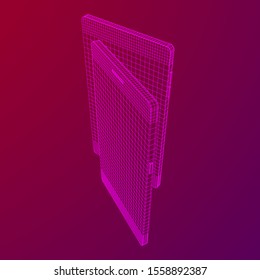 Smartphone mobile touch screen display. Polygonal geometric design connected lines. Wireframe low poly mesh vector illustration.