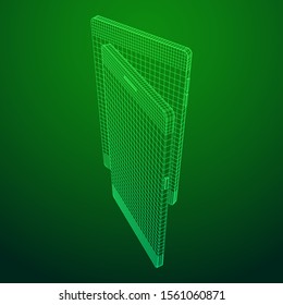 Smartphone mobile touch screen display. Polygonal geometric design connected lines. Wireframe low poly mesh vector illustration.