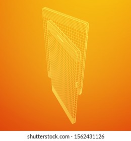 Smartphone mobile touch screen display. Polygonal geometric design connected lines. Wireframe low poly mesh vector illustration.