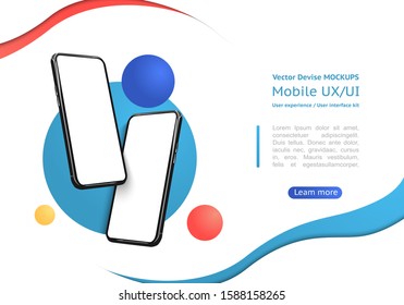 Smartphone-Mock Up with Blank. Konzeptionelle Mobiltelefone für die Benutzeroberfläche, Benutzererlebnisdarstellung. Bildloses Smartphone. Vektorillustration Illustration UI/UX Design. 