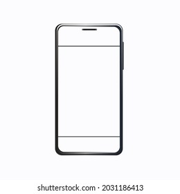 Smartphone mock up with blank screen. Black vector frameless smartphone, mobile phone isolated on white background