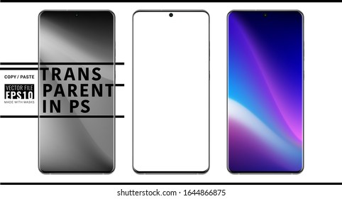 Smartphone mock up design Samsung Galaxy S20 plus ultra 2020 on transparent background for presentation