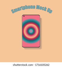 Smartphone mock up with rainbow circle screen and shadow.